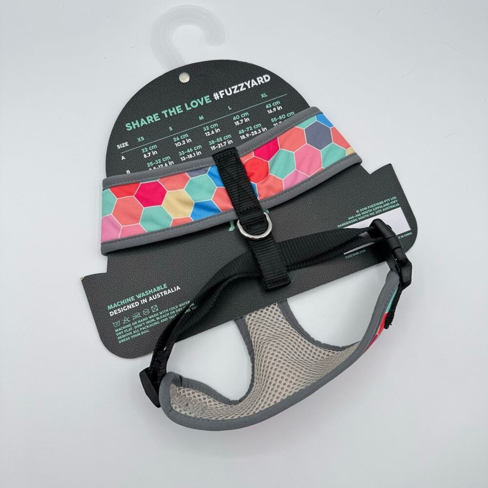 Fuzz Yard Grey Colorful Hexagon Print Adjustable Harness Dog’s Size Large - Picture 4 of 5